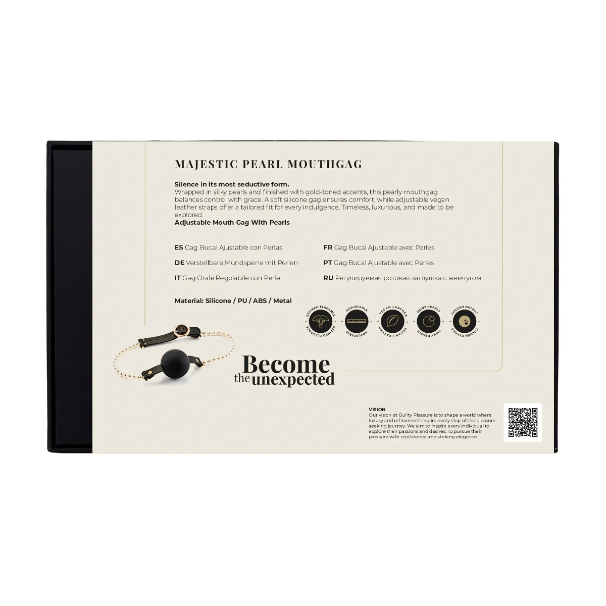 Guilty Pleasure Allure Majestic Pearl Mouth Ball Gag Black Gold - Image 9