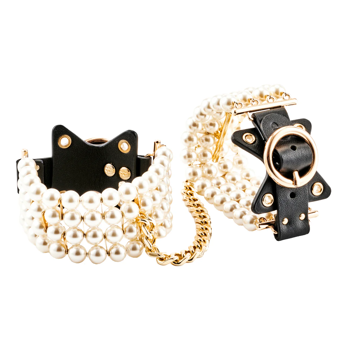 Guilty Pleasure Allure Soiree Pearl Hand Cuffs Black Gold - Image 8