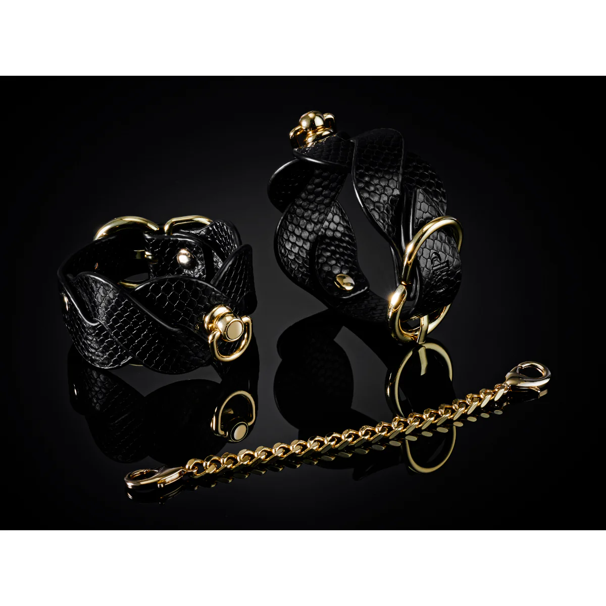 Guilty Pleasure Eclipse Horizon Braided Hand Cuffs Black Gold - Image 6