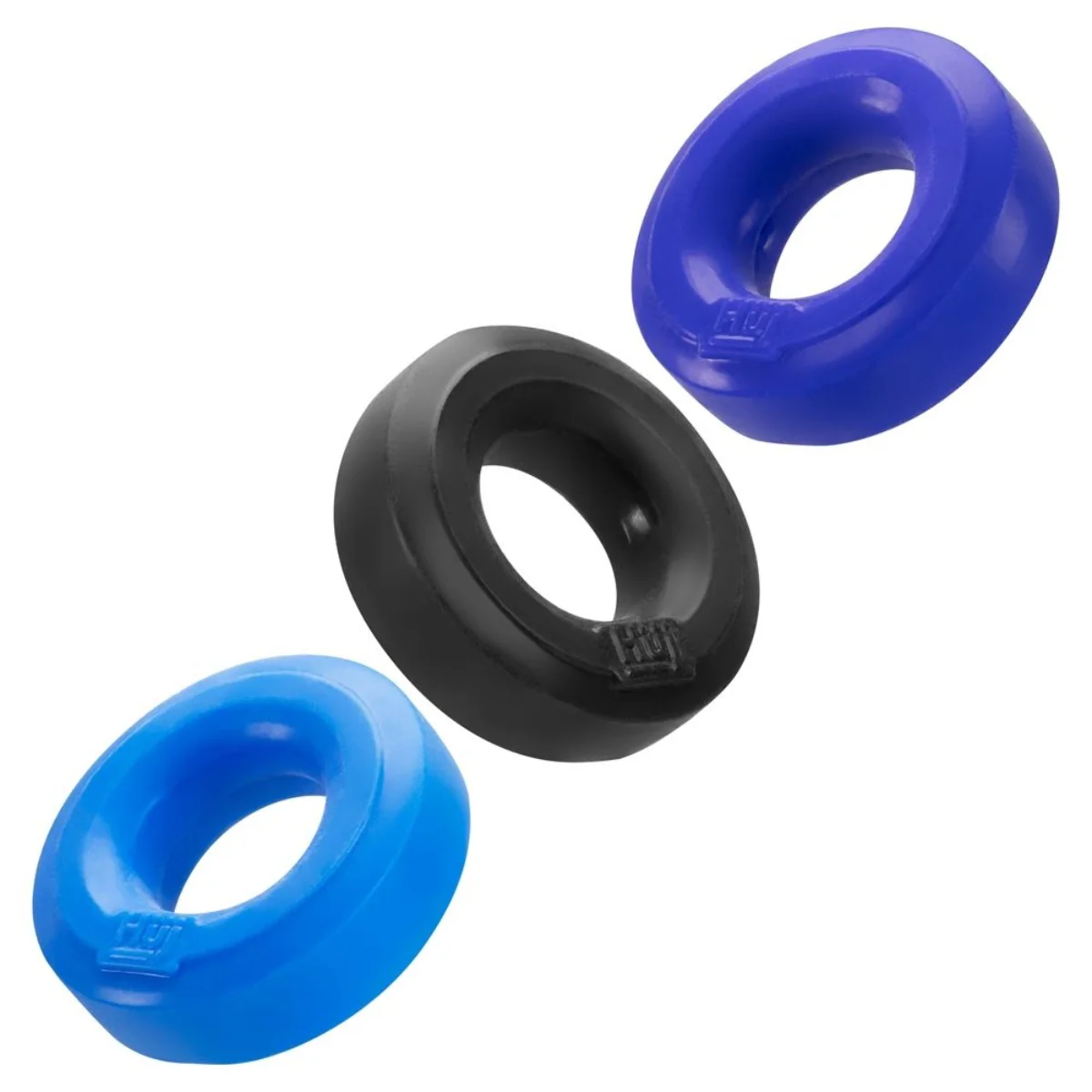 Hunkyjunk HUJ3 Cock Ring 3 Pack Blue Black - Image 6