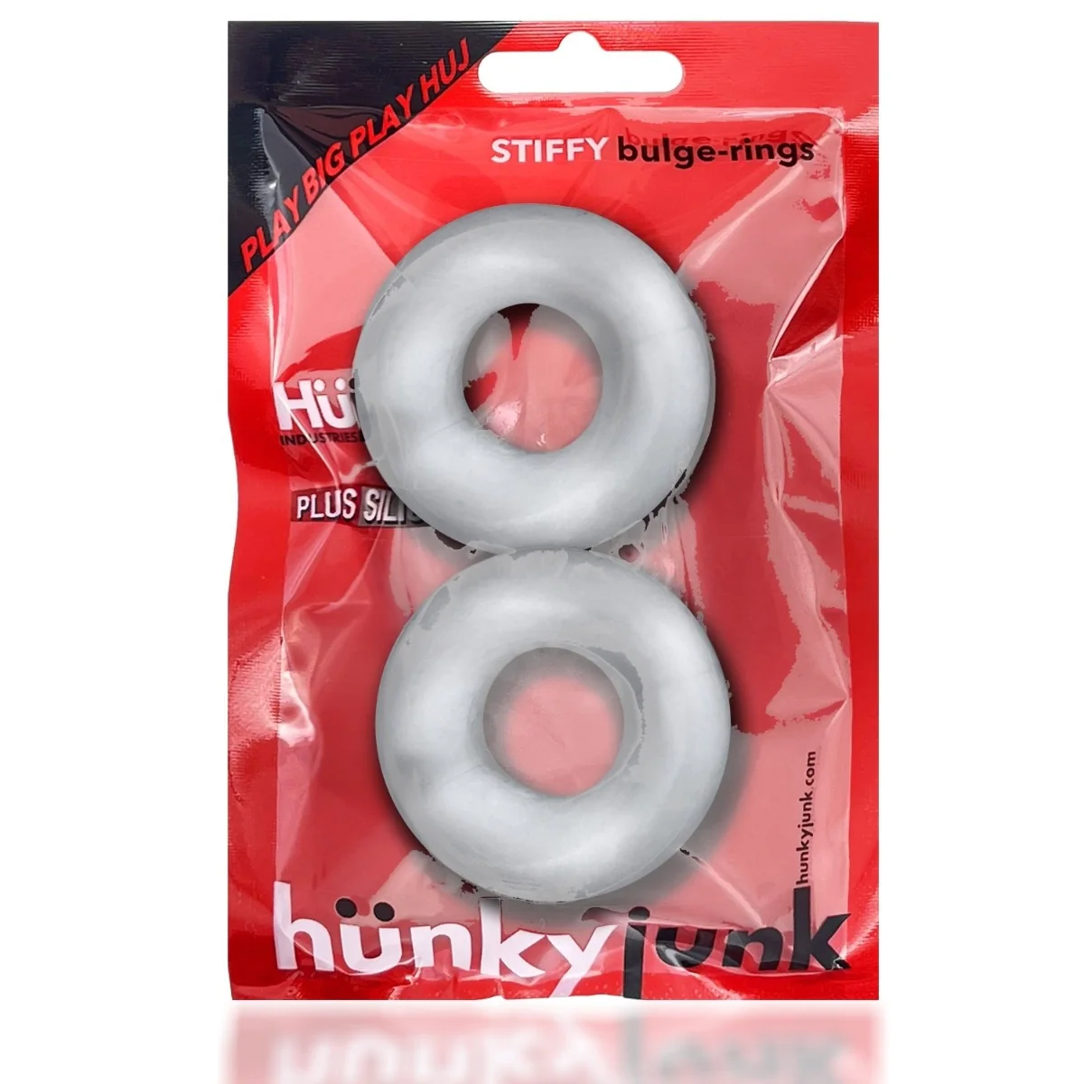 Hunkyjunk Stiffy Bulge Cock Ring 2 Pack Clear Ice - Image 2