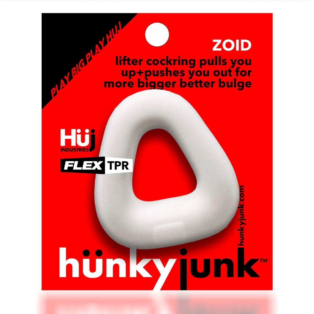 Hunkyjunk Zoid Trapaziod Lifter Cock Ring White Ice - Image 2