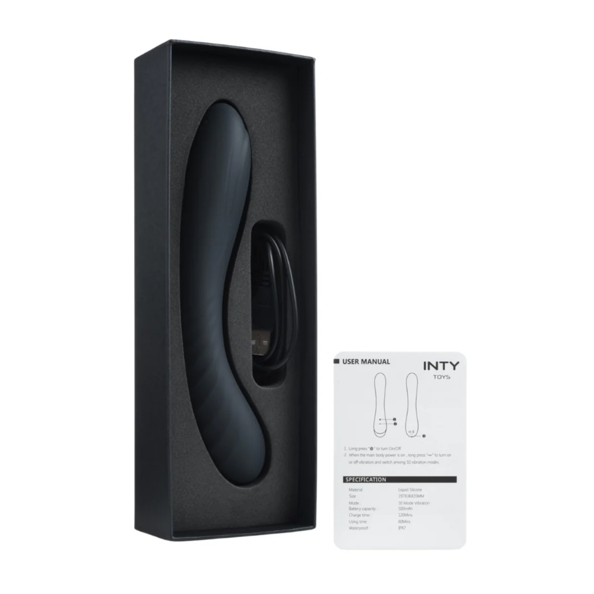INTY Toys Dash Liquid Silicone Vibrator Black - Image 3