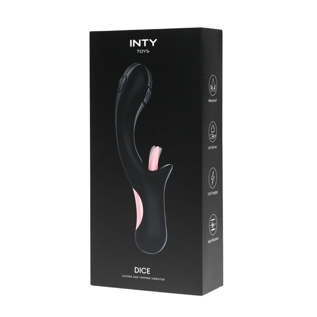 INTY Toys Dice Licking & Tapping Vibrator Black Pink - Image 2