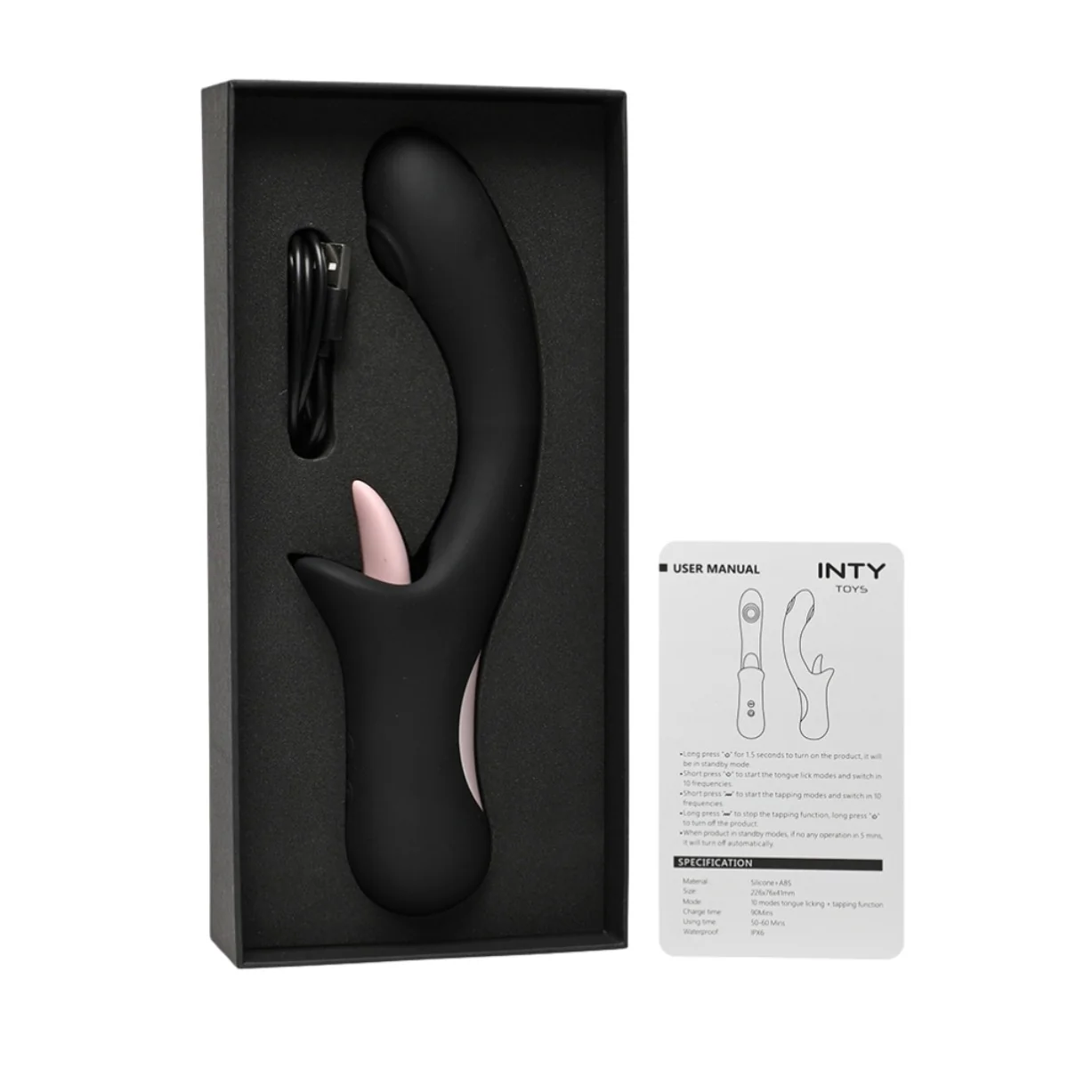 INTY Toys Dice Licking & Tapping Vibrator Black Pink - Image 3