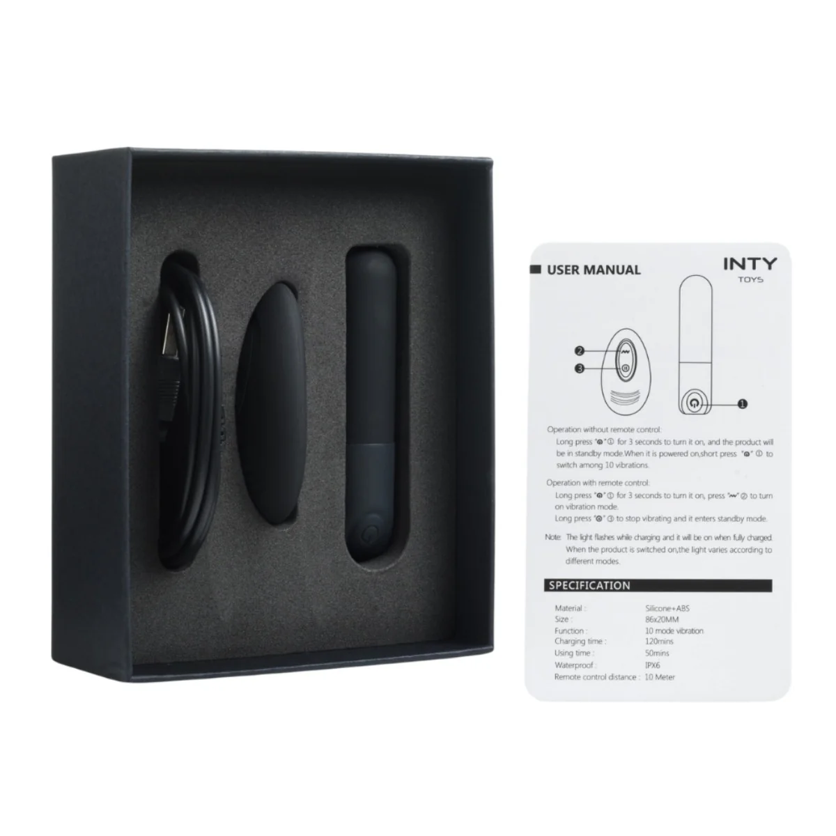 INTY Toys Pulse Bullet Vibrator With Remote Black - Image 3