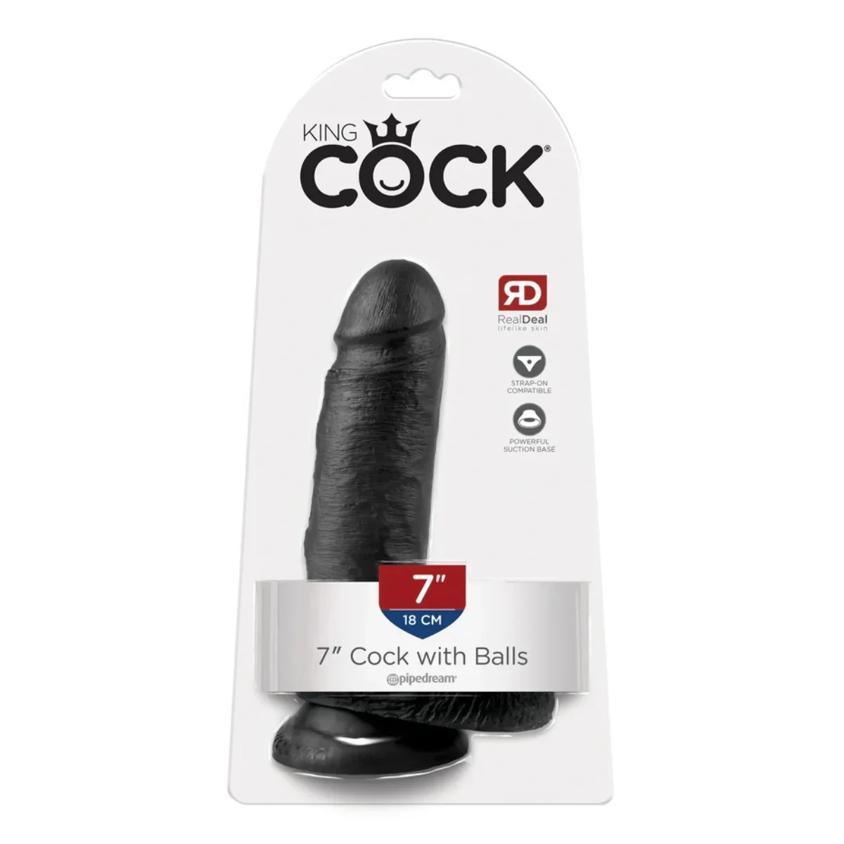 King Cock Dildo With Balls Black 7 Inch - Image 2