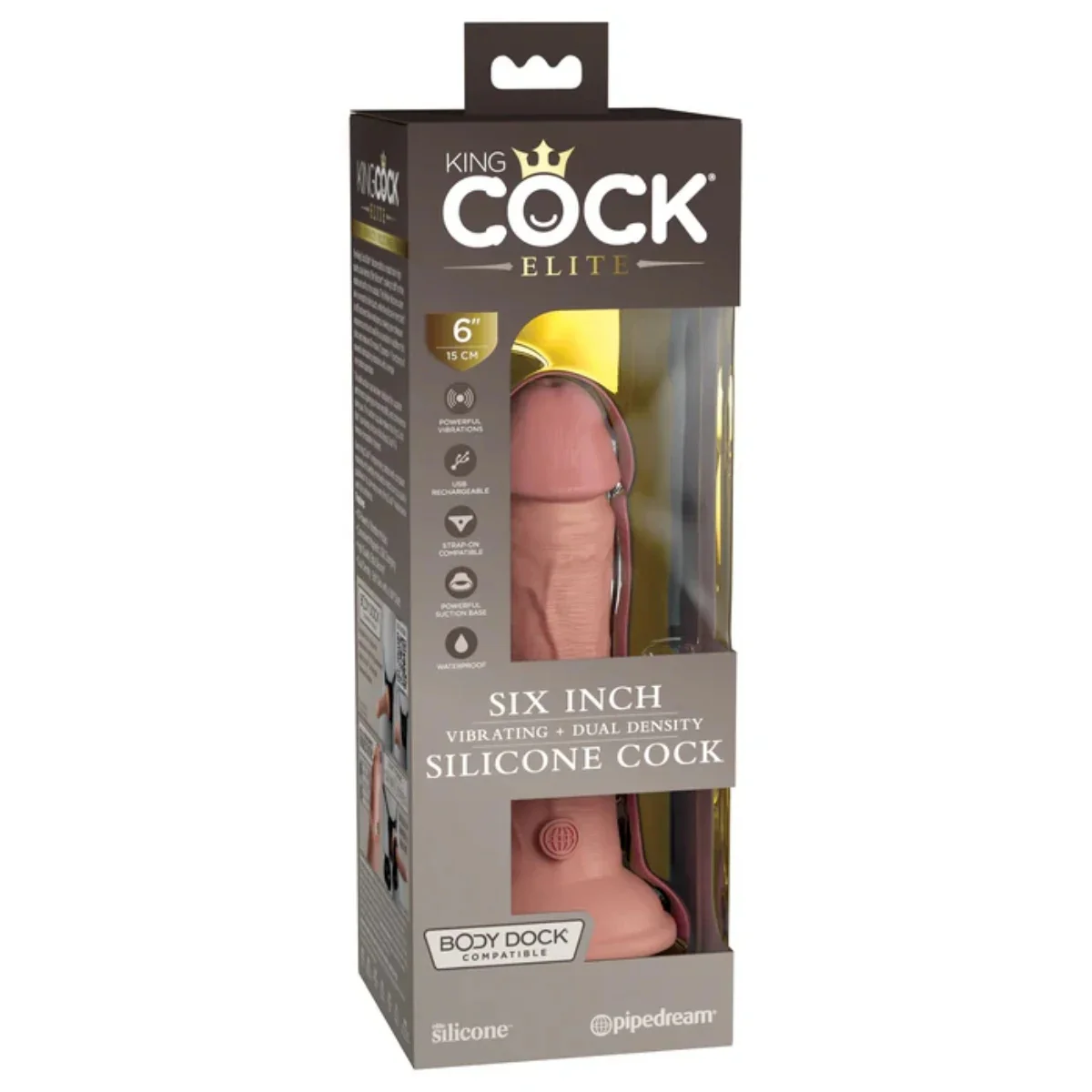 King Cock Elite Vibrating Dual Density Silicone Dildo Pink 6 Inch - Image 2