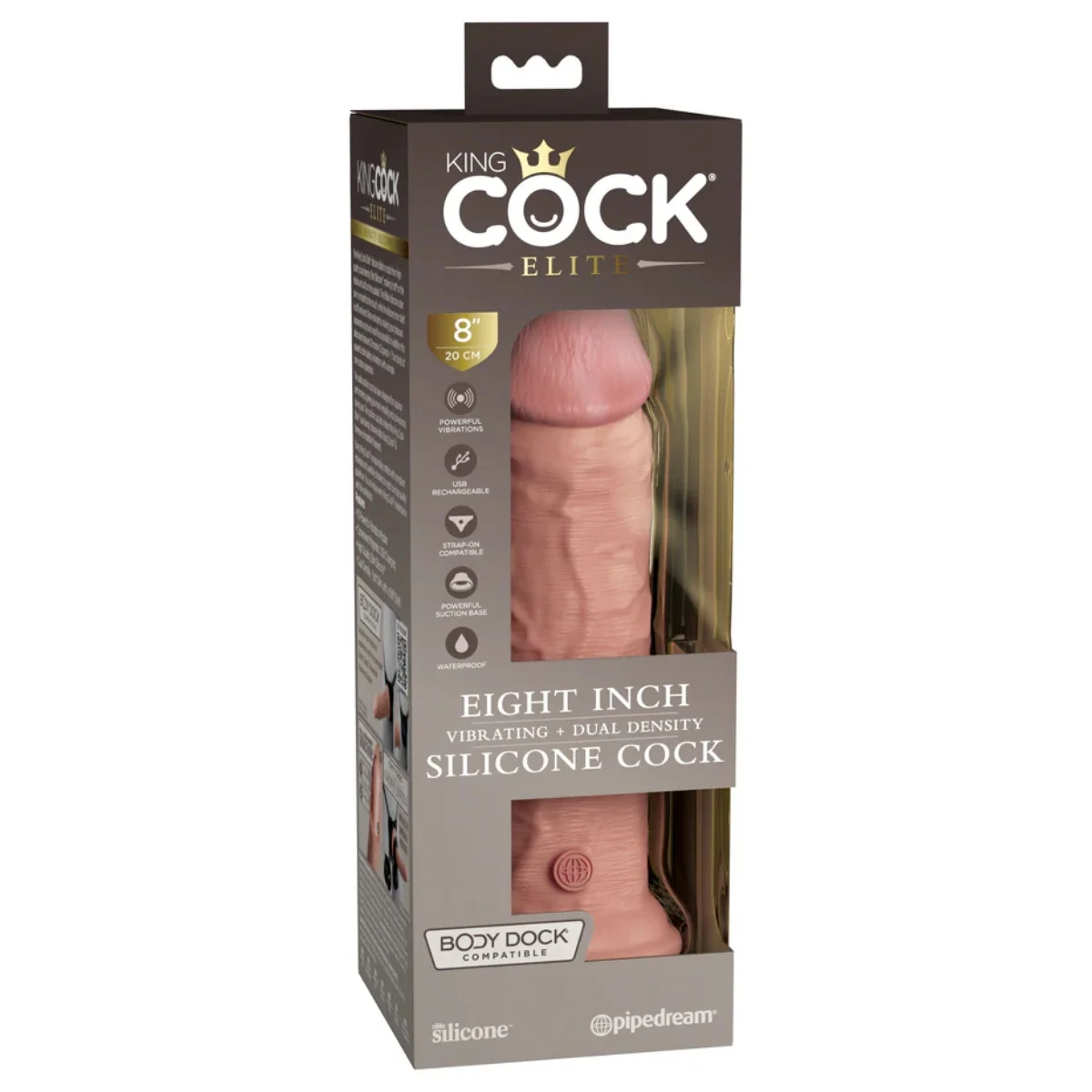 King Cock Elite Vibrating Dual Density Silicone Dildo Pink 8 Inch - Image 2