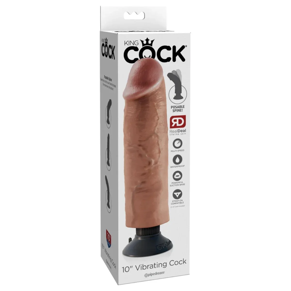 King Cock Vibrating Cock Dildo Tan 10 Inch - Image 2