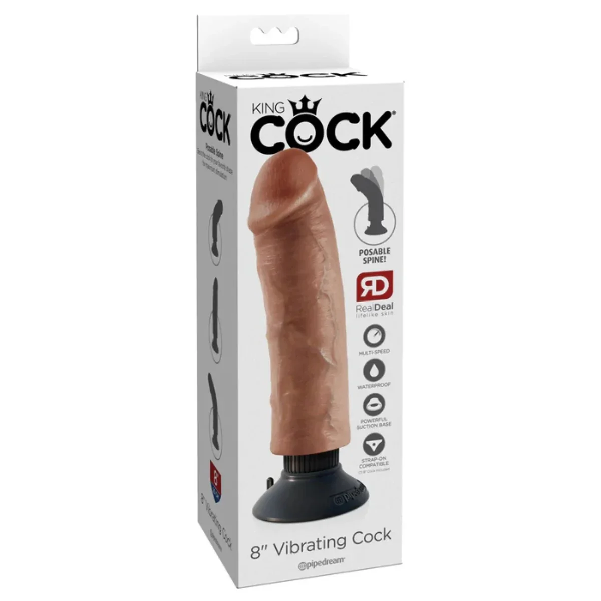 King Cock Vibrating Cock Dildo Tan 8 Inch - Image 2