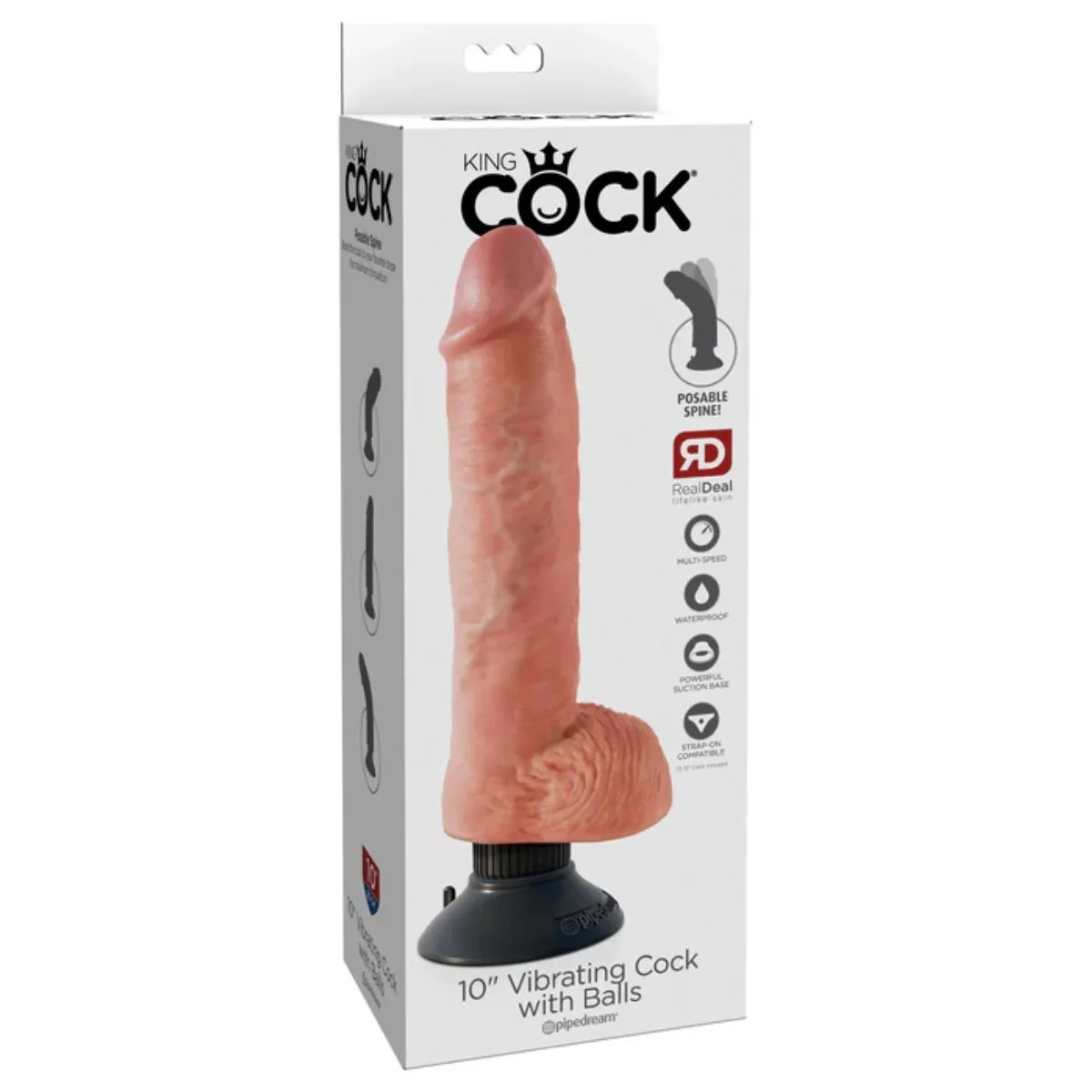King Cock Vibrating Cock Dildo With Balls Pink 10 Inch - Image 2