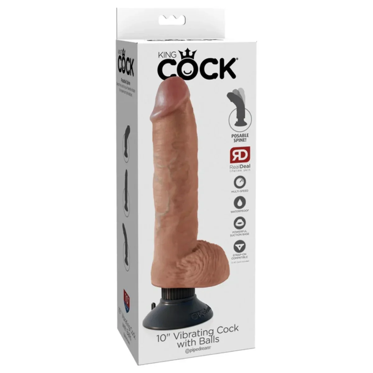 King Cock Vibrating Cock Dildo With Balls Tan 10 Inch - Image 2
