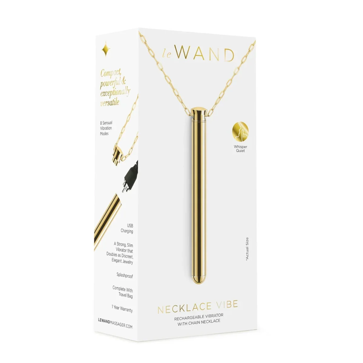 Le Wand Rechargeable Necklace Vibrator Gold - Image 2
