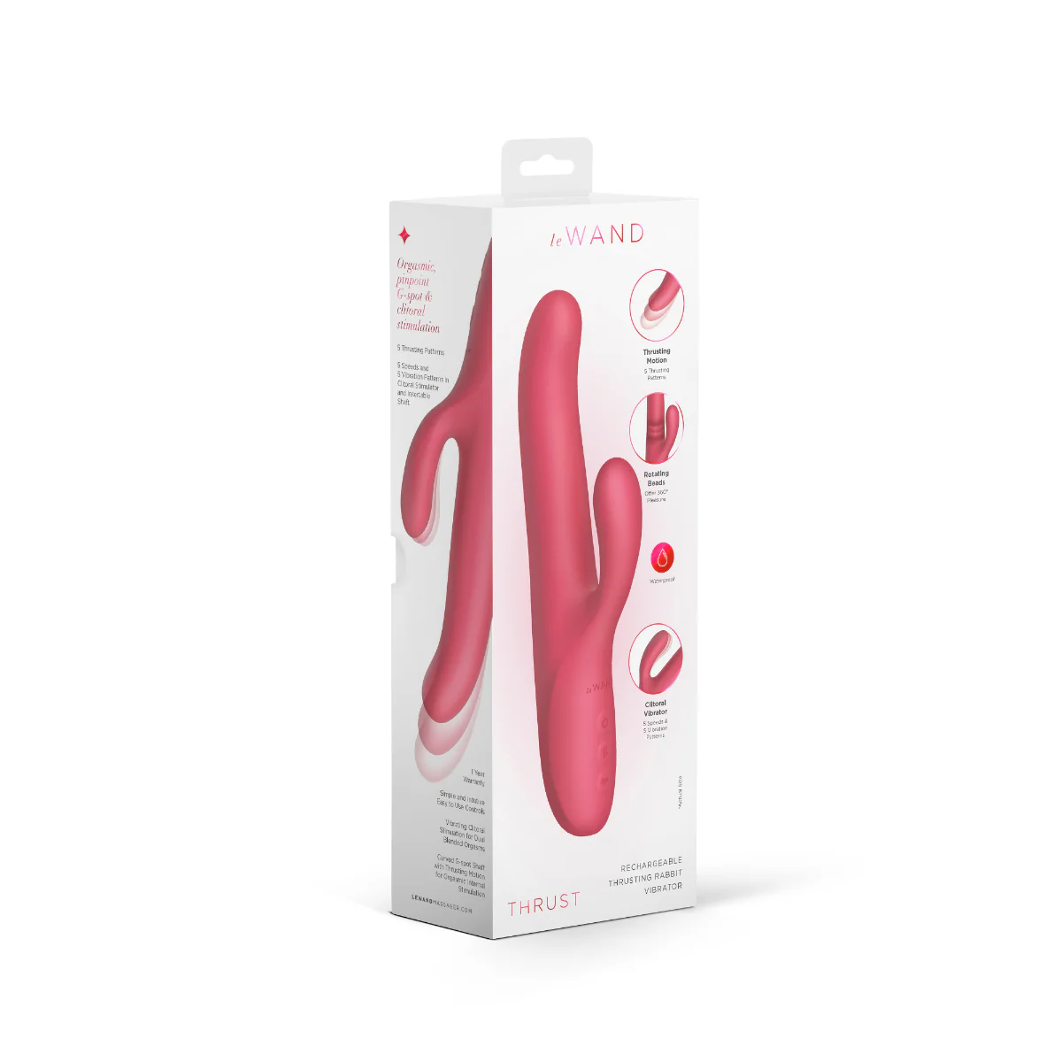 Le Wand Thrust Rechargeable Thrusting Rabbit Vibrator Pink - Image 2