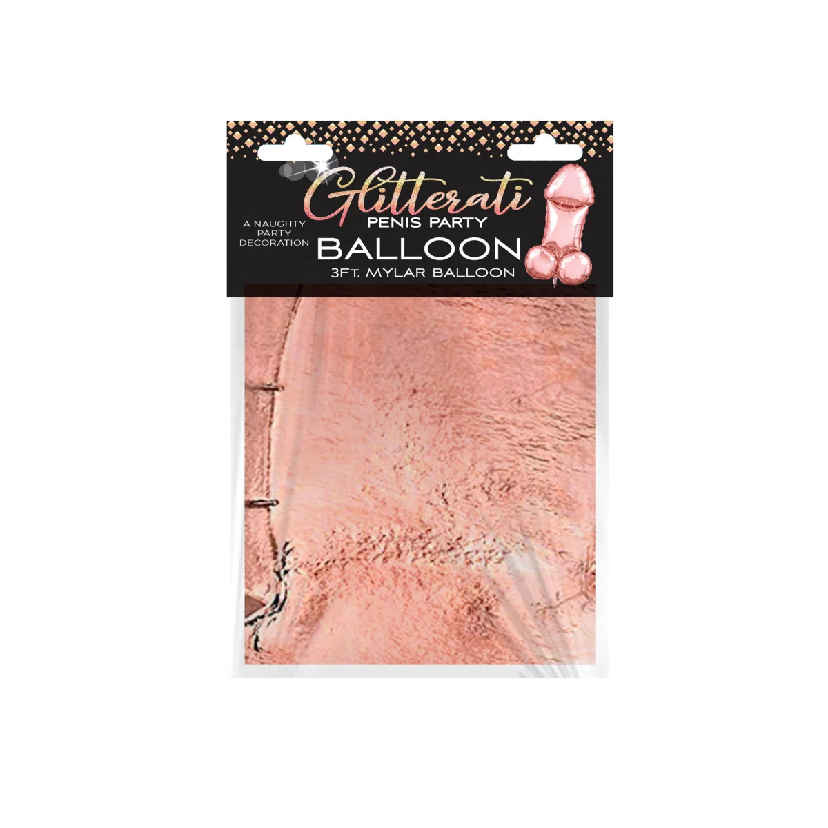 Little Genie Glitterati Mylar Penis Balloon Rose Gold 3 Foot - Image 2