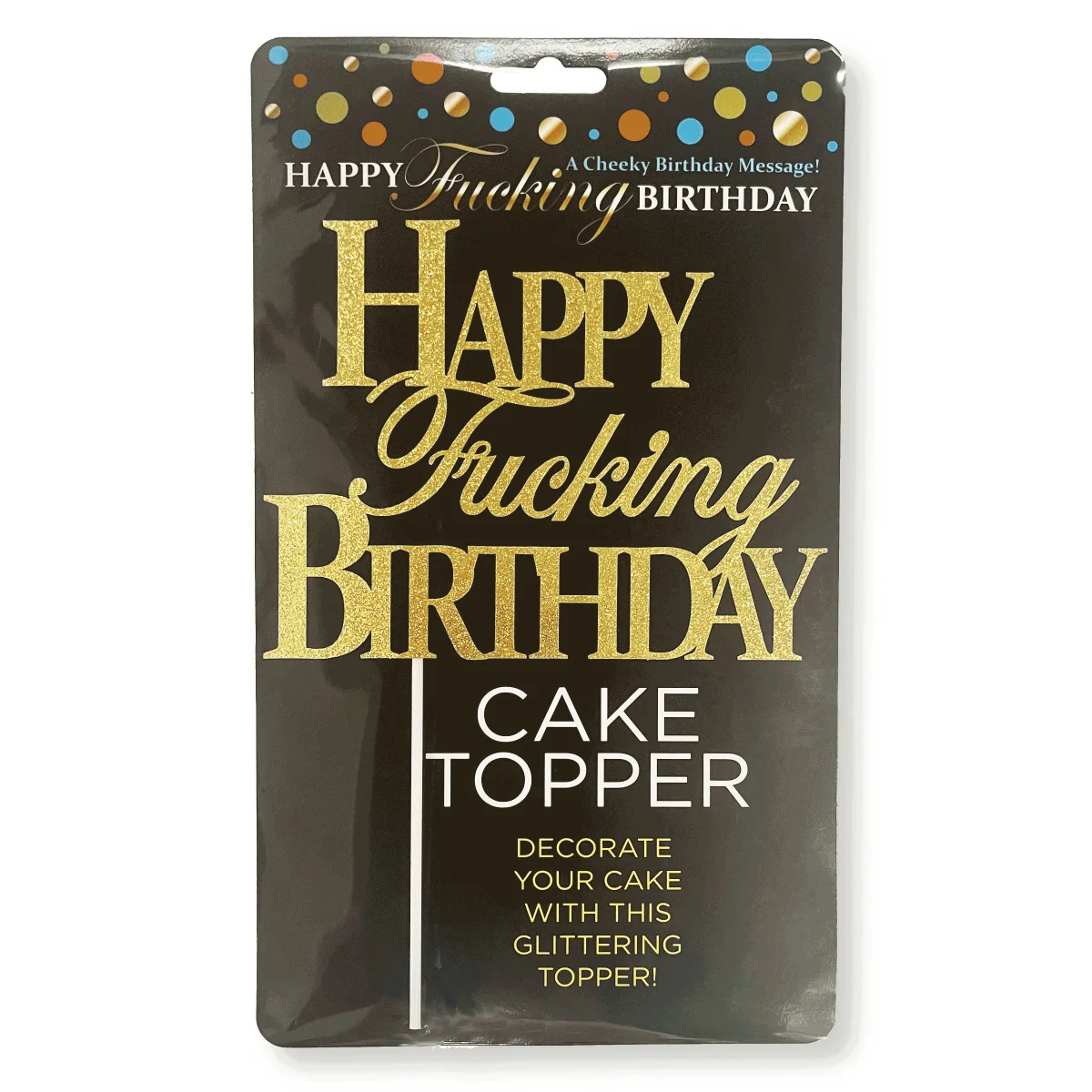 Little Genie Happy Fucking Birthday Cake Topper Gold - Image 2