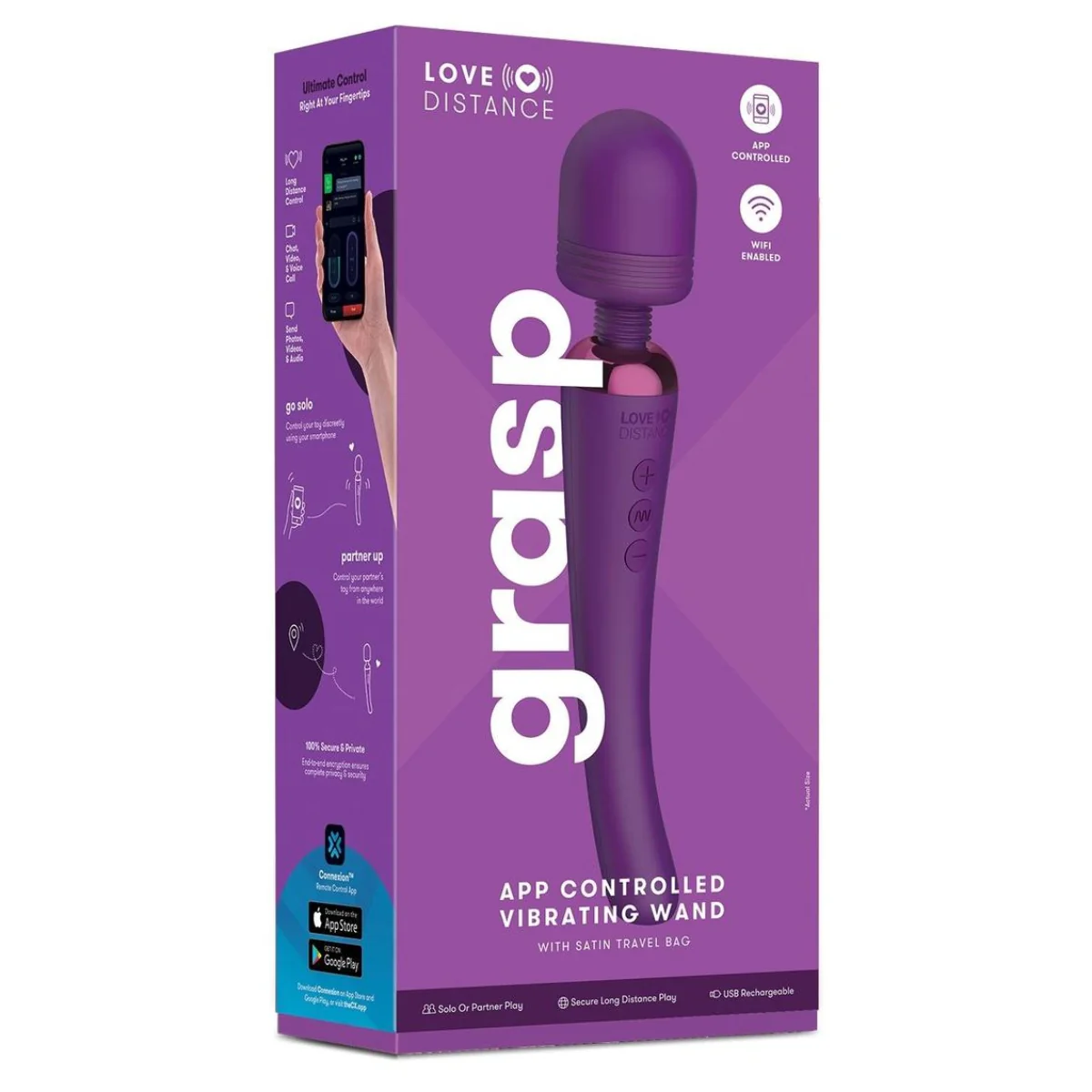 Love Distance Grasp App Controlled Vibrating Wand Purple - Image 2