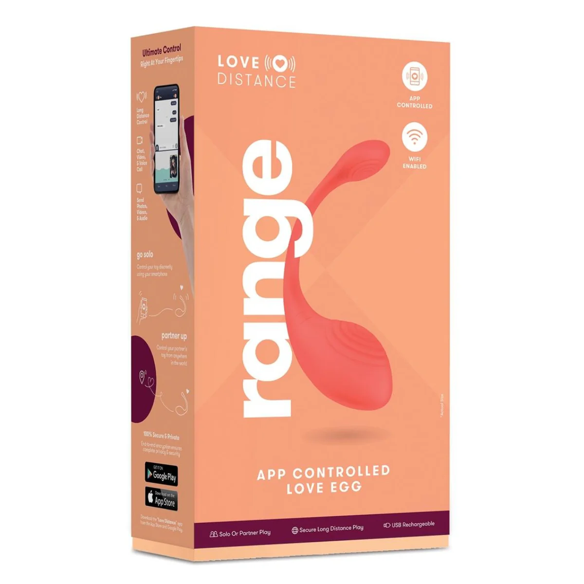 Love Distance Range App Controlled Love Egg Vibrator Coral - Image 2