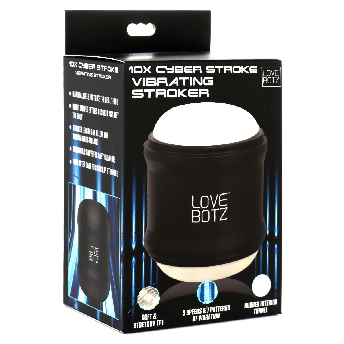 LoveBotz 10X Cyber Stroke Vibrating Stroker Black Clear - Image 2
