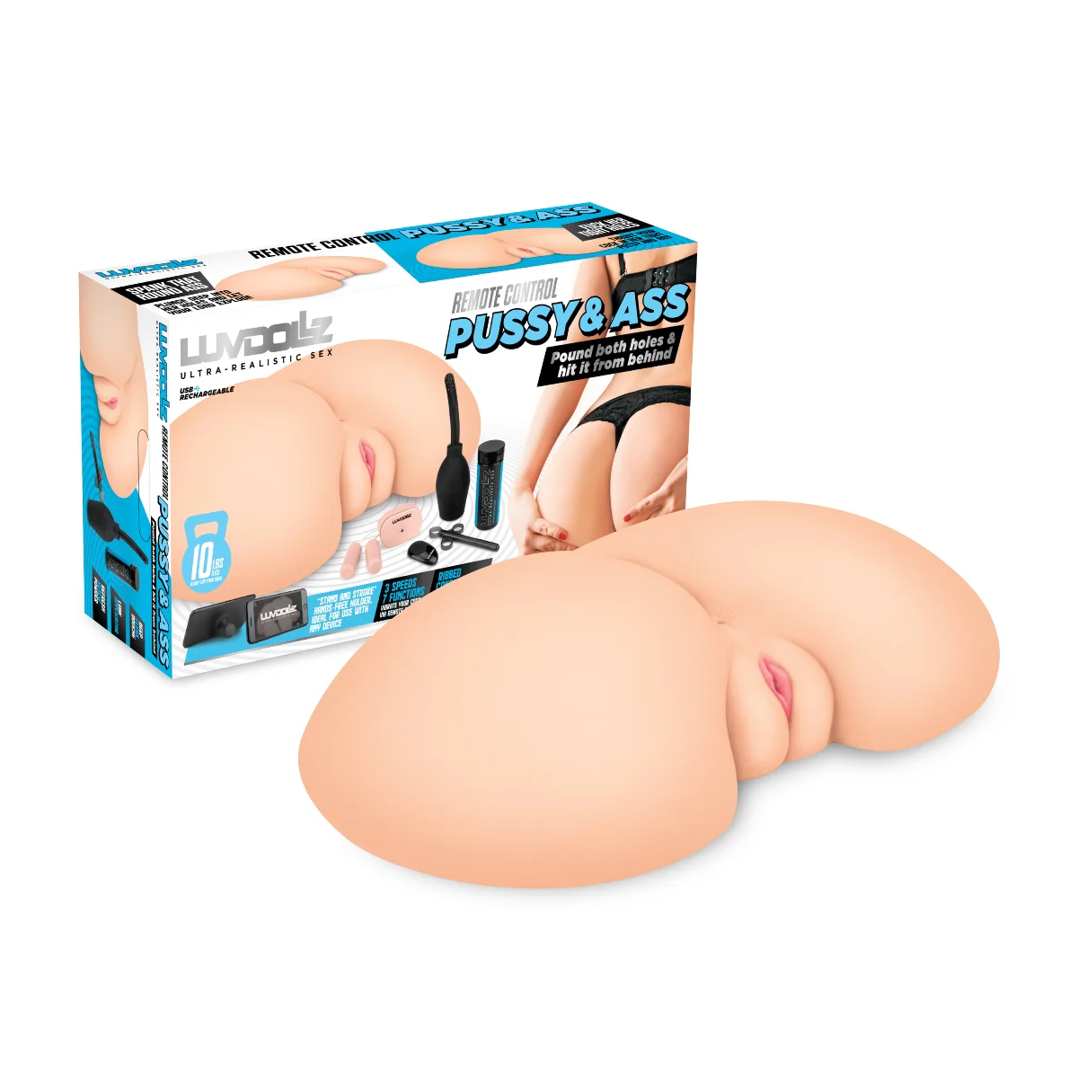 LuvDollz Ultra Realistic Remote Control Pussy & Ass Masturbator Pink - Image 7
