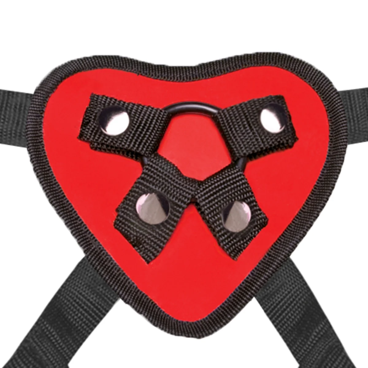 Lux Fetish Adjustable Red Heart Strap-On Harness Red Black - Image 4