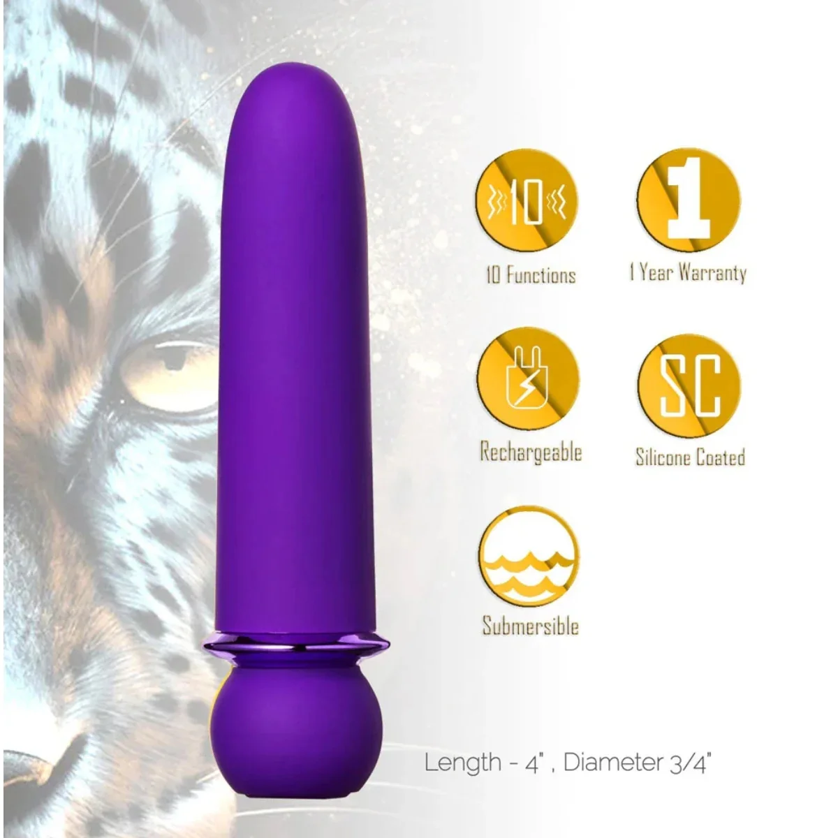 Maia Toys Jaguar 10 Function Silicone Bullet Vibrator Purple 4 Inch - Image 4