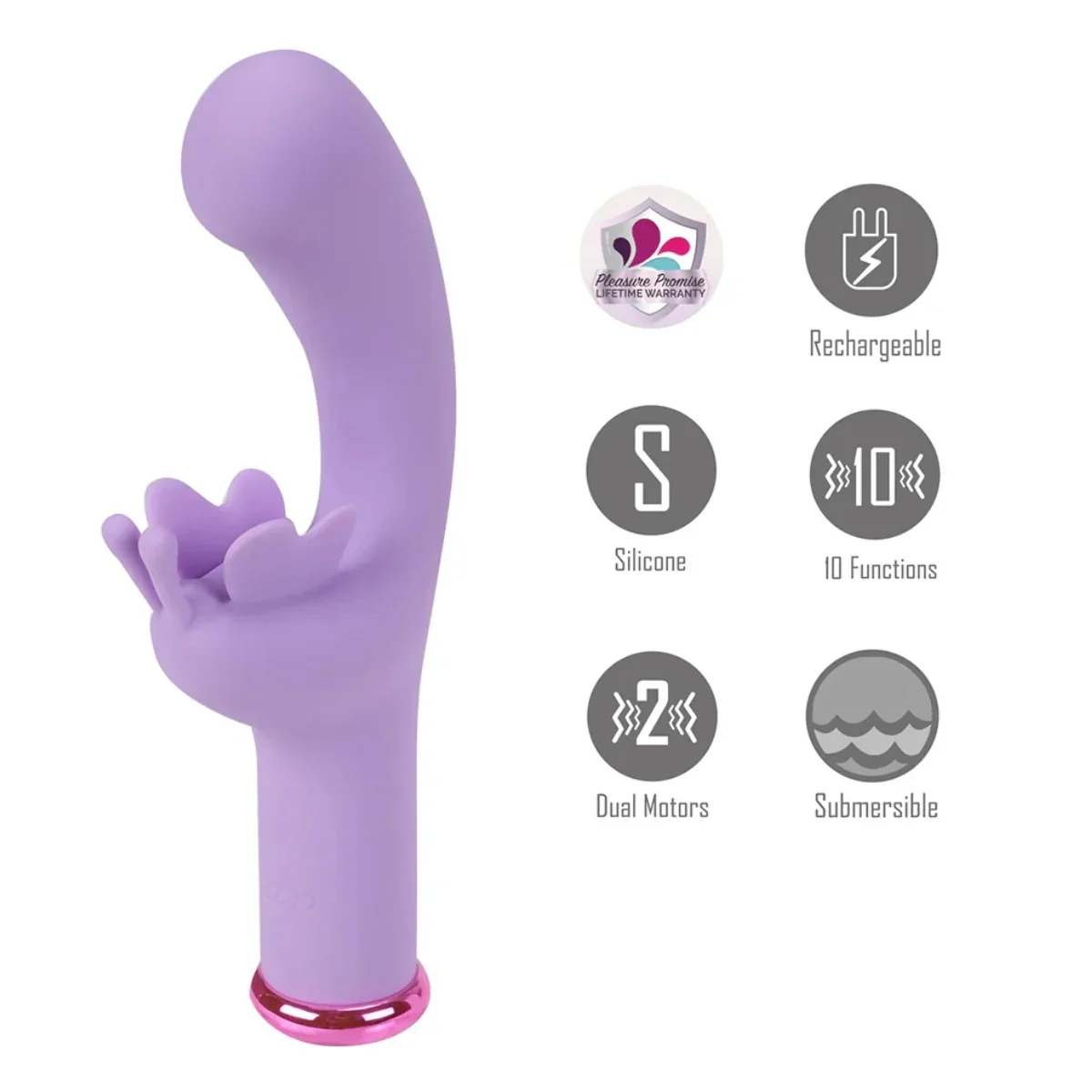 Maia Toys Myla 10 Function Butterfly G-Spot Vibrator Lavender 3 Inch - Image 4