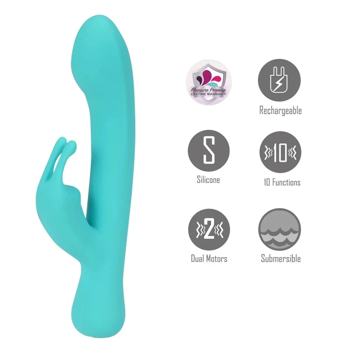 Maia Toys Zara 10 Function Rabbit Vibrator Teal 4 Inch - Image 4