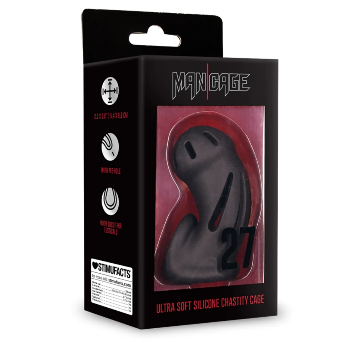 Man Cage Chastity Cock Cage Ultra Soft Silicone Model 27 Black - Image 2