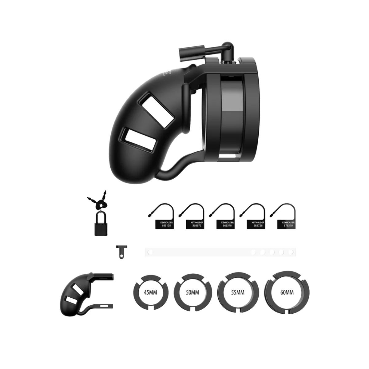 Man Cage Chastity Cock Cage With Ballsplitter Model 18 Black 3.5 Inch / 9cm - Image 4