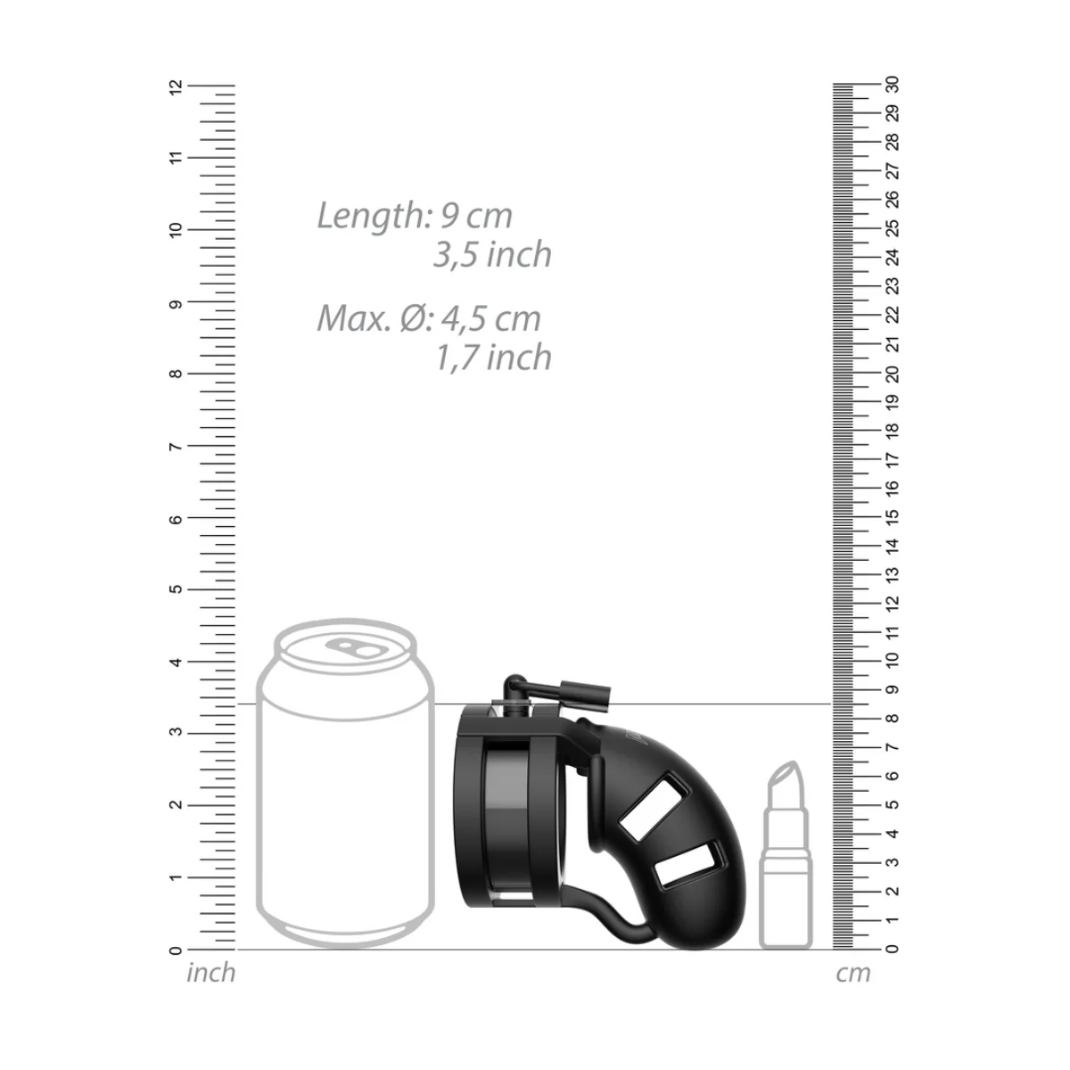 Man Cage Chastity Cock Cage With Ballsplitter Model 18 Black 3.5 Inch / 9cm - Image 5