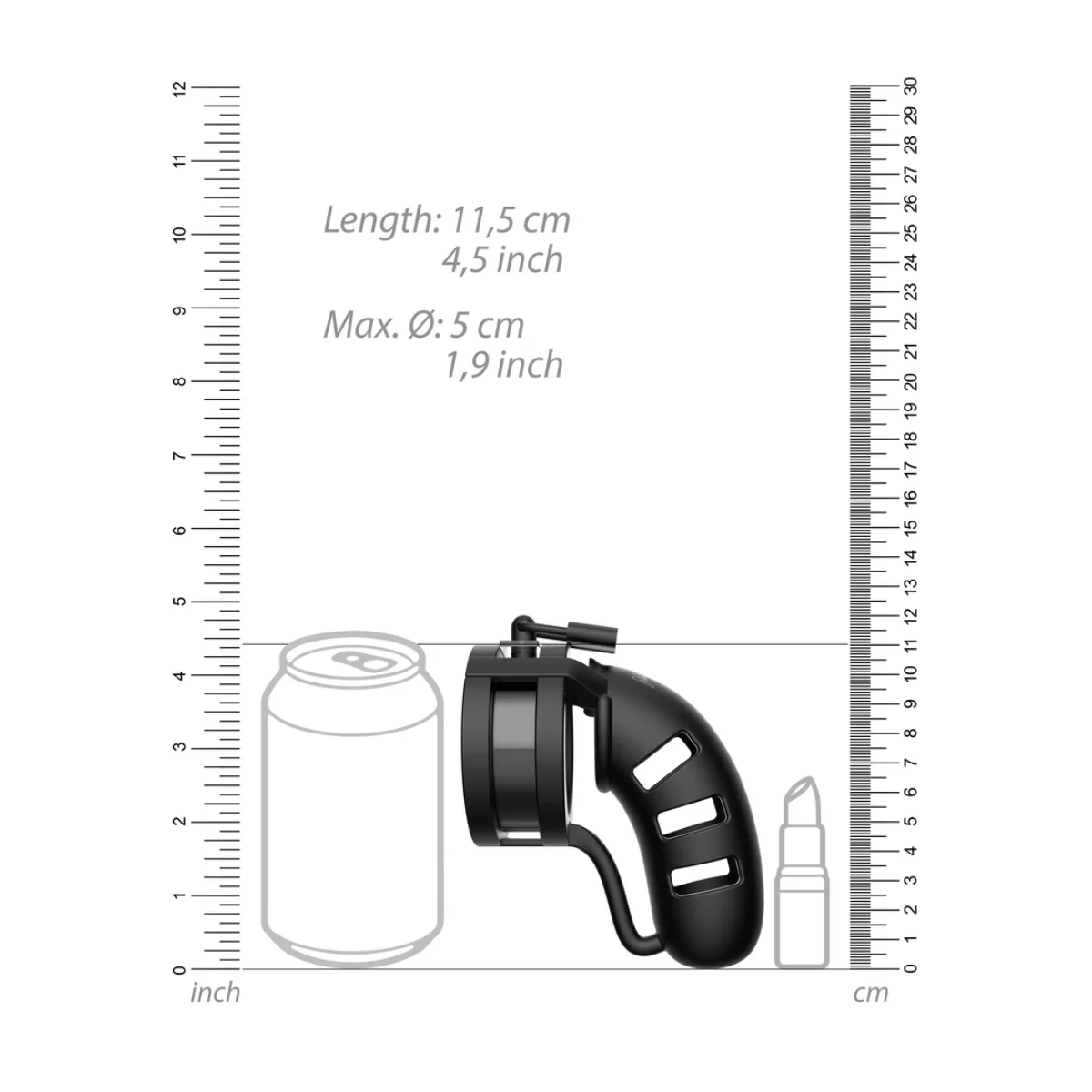Man Cage Chastity Cock Cage With Ballsplitter Model 19 Black 4.5 Inch / 11.5cm - Image 5