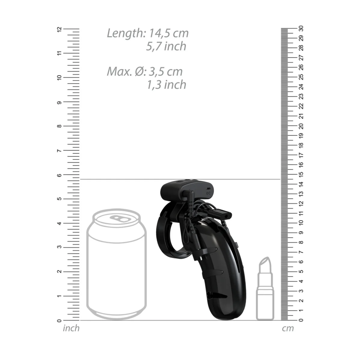 Man Cage Chastity Cock Cage With Electro Element Model 22 Black 4.5 Inch / 11.5cm - Image 5
