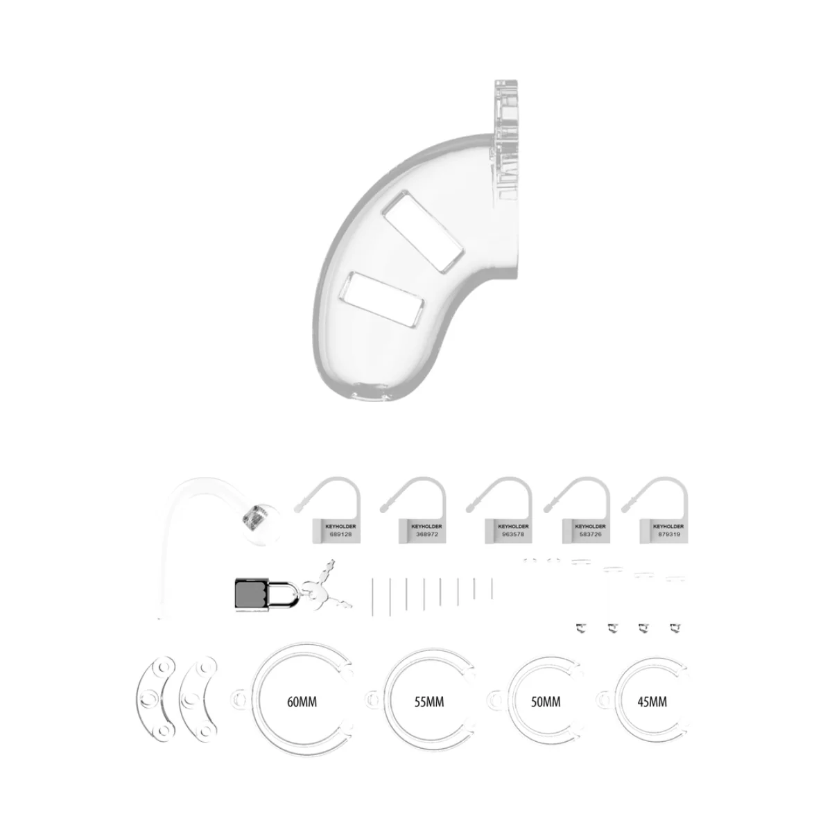 Man Cage Chastity Cock Cage With Plug Model 10 Clear 3.5 Inch / 9cm - Image 3