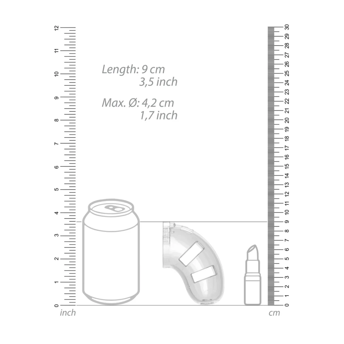Man Cage Chastity Cock Cage With Plug Model 10 Clear 3.5 Inch / 9cm - Image 4