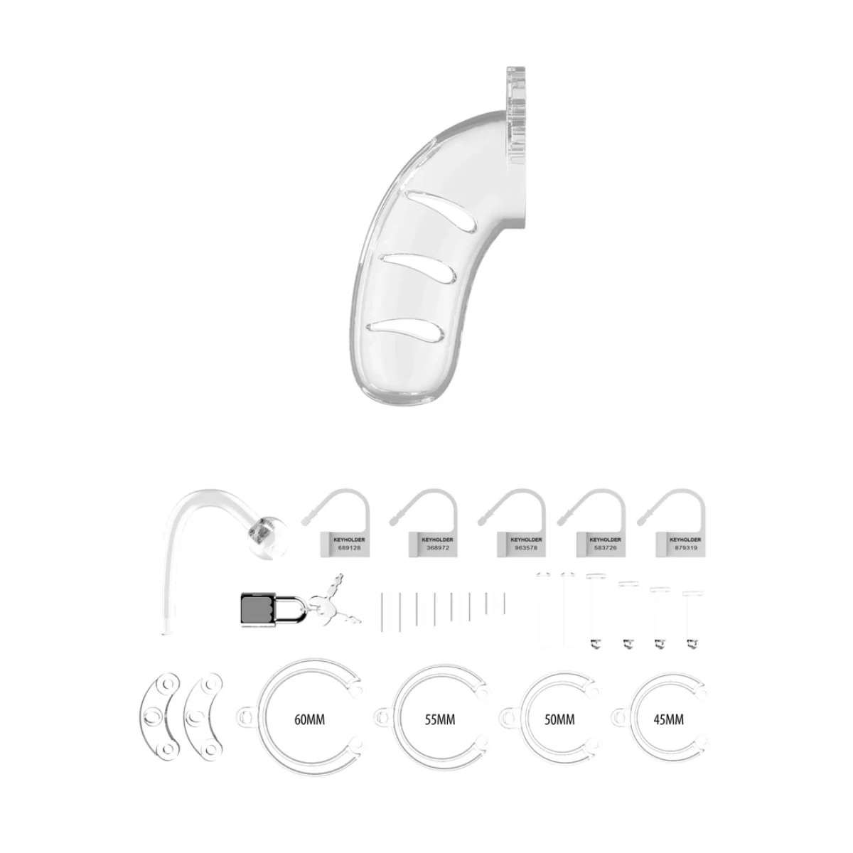 Man Cage Chastity Cock Cage With Plug Model 11 Clear 4.5 Inch / 11.5cm - Image 3