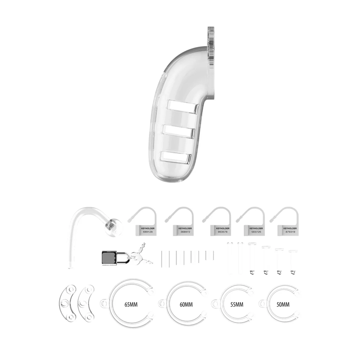 Man Cage Chastity Cock Cage With Plug Model 12 Clear 5.5 Inch / 14cm - Image 3
