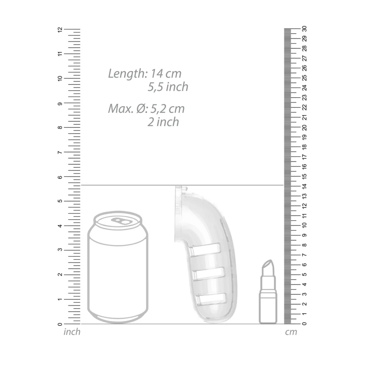 Man Cage Chastity Cock Cage With Plug Model 12 Clear 5.5 Inch / 14cm - Image 4