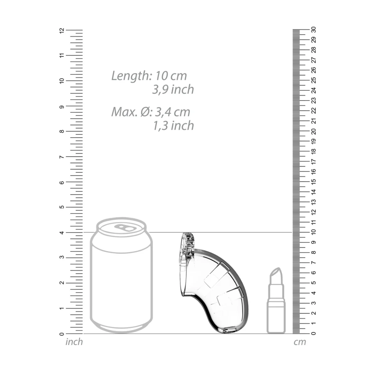 Man Cage Chastity Cock Cage With Urethral Sound Model 15 Clear 3.5 Inch / 9cm - Image 5