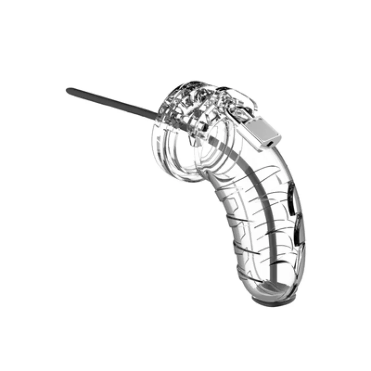 Man Cage Chastity Cock Cage With Urethral Sound Model 16 Clear 4.5 Inch / 11.5cm