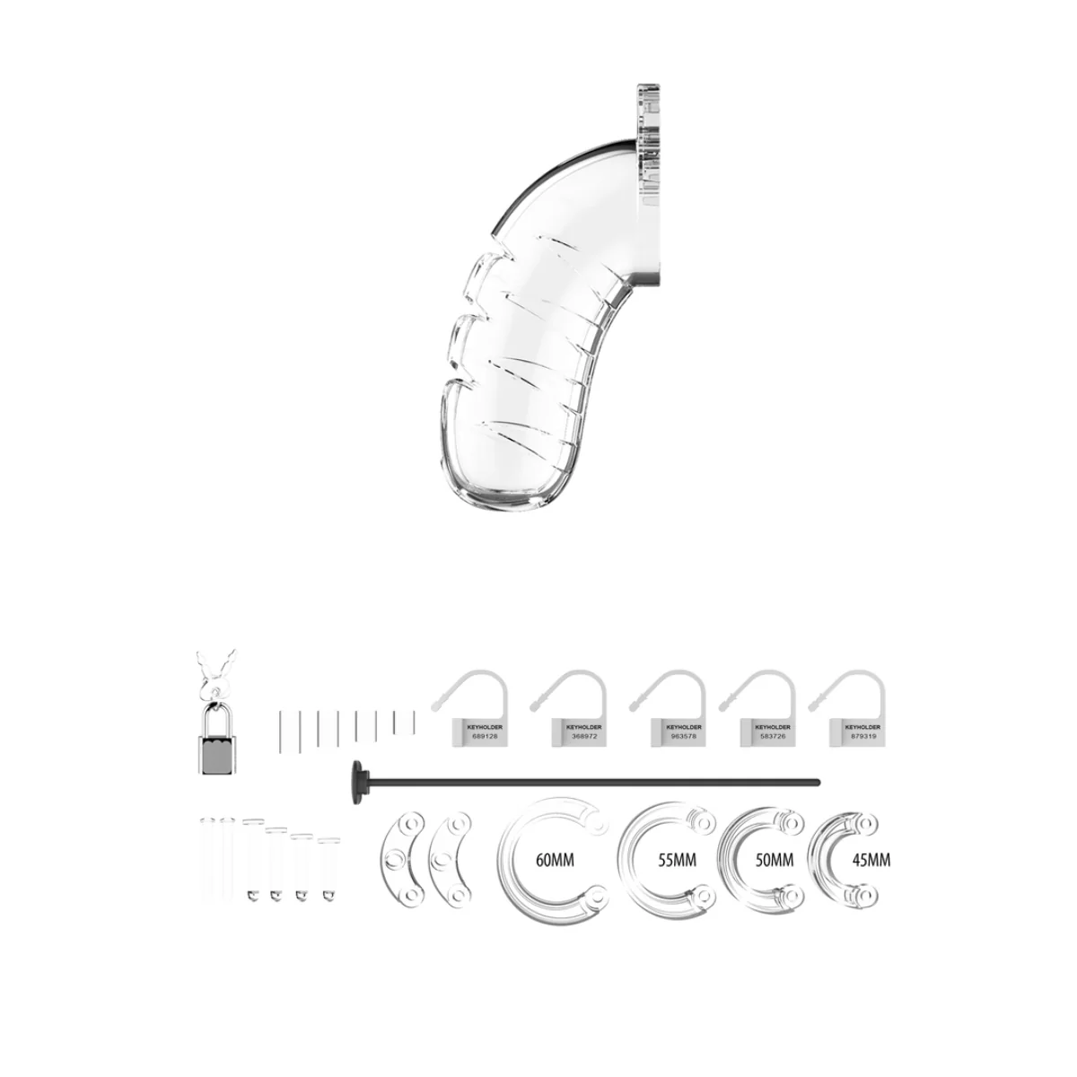 Man Cage Chastity Cock Cage With Urethral Sound Model 16 Clear 4.5 Inch / 11.5cm - Image 3
