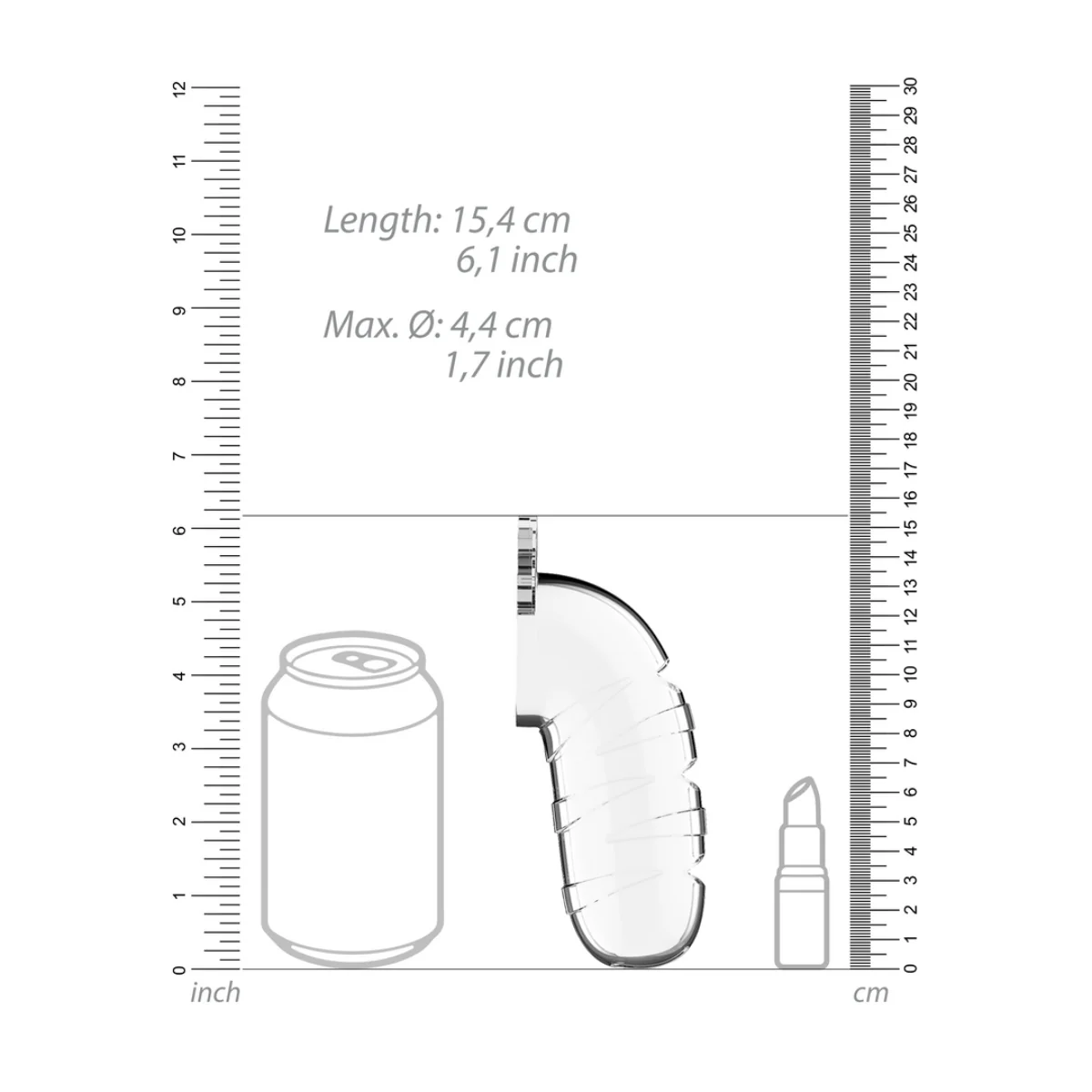 Man Cage Chastity Cock Cage With Urethral Sound Model 17 Clear 5.5 Inch / 14cm - Image 5