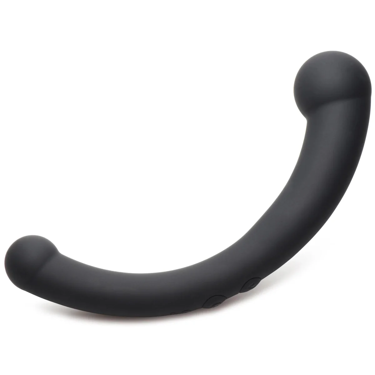 Master Series 10X Vibra Crescent Silicone Dual Ended Vibrating Dildo Black 8 Inch - Image 3