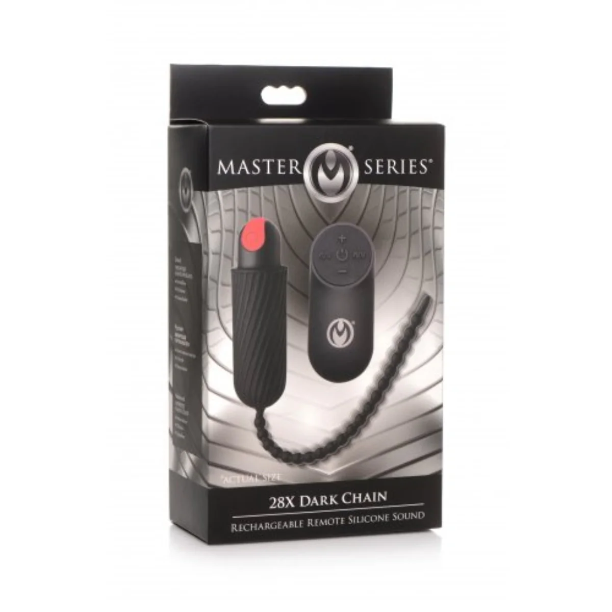 Master Series 28X Dark Chain Rechargeable Remote Silicone Sound Black - Image 2