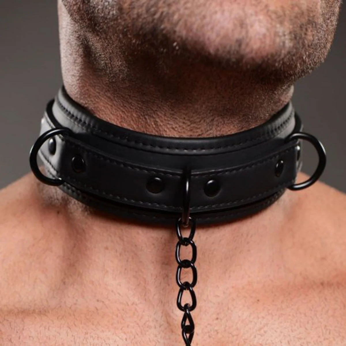 Master Series Collared Temptress Collar With Nipple Clamps Black - Image 4