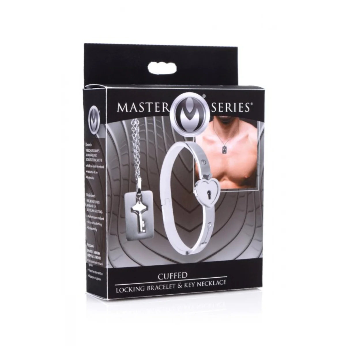 Master Series Cuffed Locking Bracelet & Key Necklace Silver - Image 2