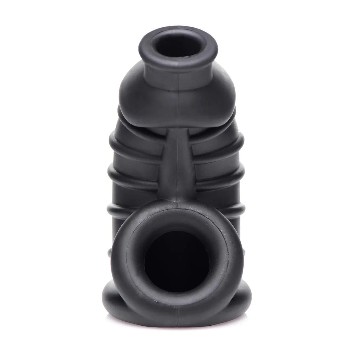 Master Series Dark Chamber Silicone Chastity Cage Black - Image 3