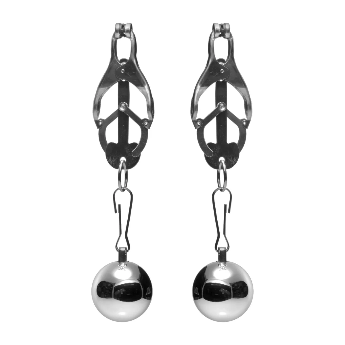 Master Series Deviant Monarch Weighted Nipple Clamps Silver