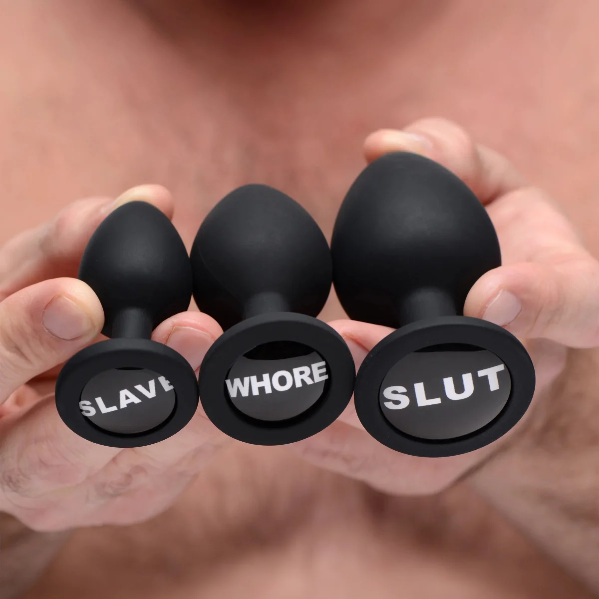 Master Series Dirty Words Butt Plug Set Black - Image 5